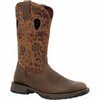 Rocky Women's Rosemary Pull-On Western Boot, DARK BROWN, M, Size 6 RKW0404